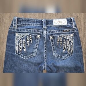 Miss Me Skinny Jeans Size 27 Feather Embellished Stretch Denim